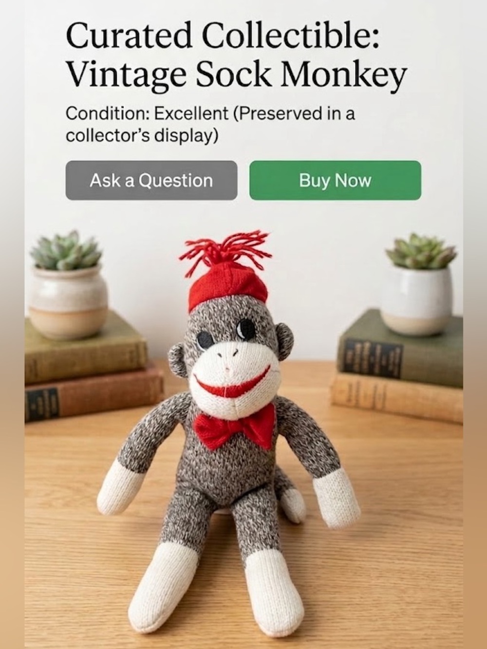 Sock monkey”10 brown plush target red hat stuff animal red bow toy classic